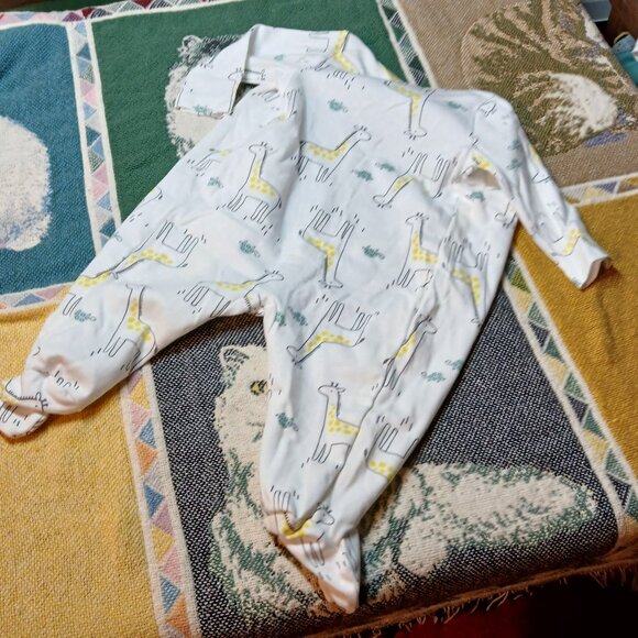 Simple Joys by Carter's 3-6M Infant Baby White & Yellow Giraffe Booted Onesie - Picture 2 of 8